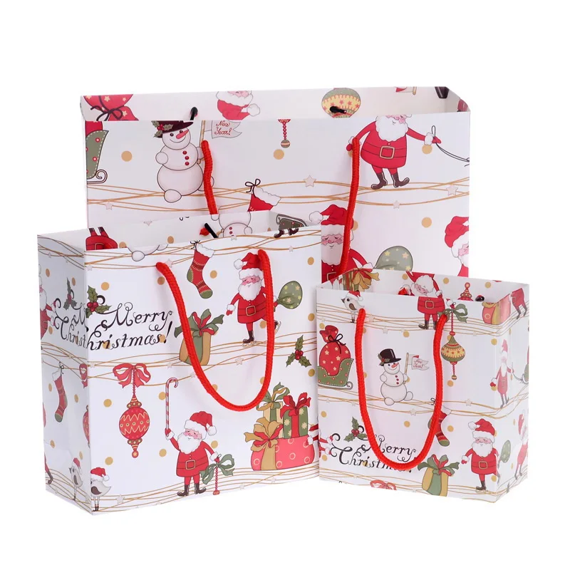 

Cute Cartoon Candy Cookie Bags Christmas Paper Gift Bags with Handle for Food Packaging Christmas Gift Bag Reusable Shopping Bag