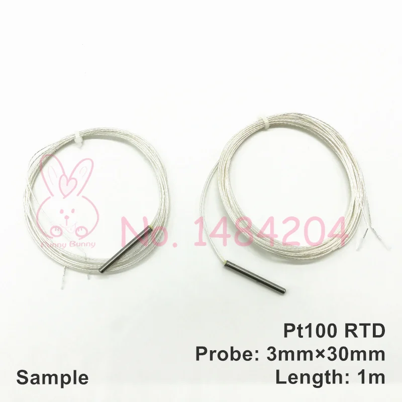 

1x PT100 Temperature Sensor -40~400 C Degree Stainless Steel Probe 3mm*30mm Platinum Resistance 1m 2m 5m High Temperature Wire