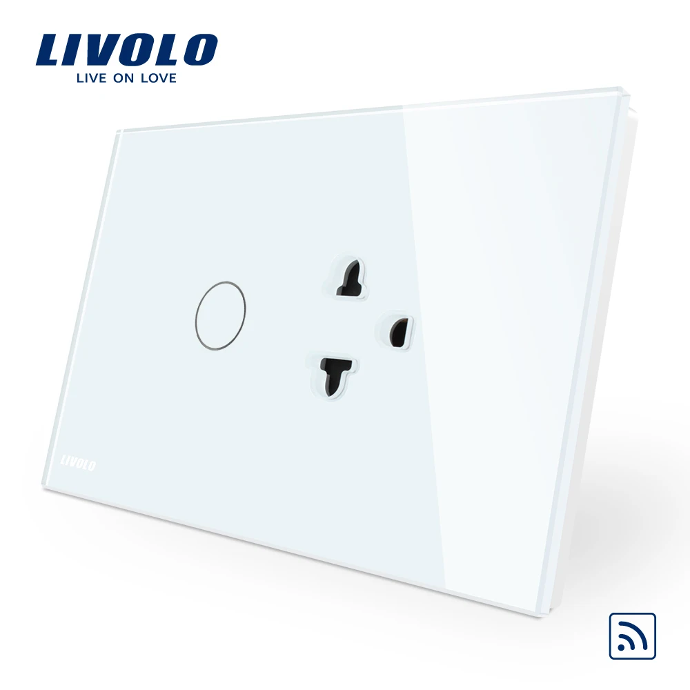 

Livolo US/AU Standard Touch Switch(Remote Control)+US Socket, White Crystal Glass Panel, C9C1EAR-11(without remote)