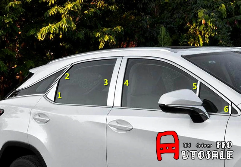 

For LEXUS RX200t RX450h 2016 12pcs Stainless Center Pillar Window Sill Trim Chrome Auto Accessories !!! New Arrival