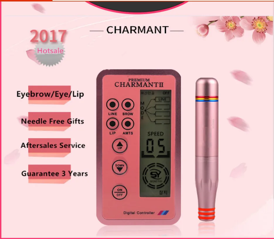 

New Version Charmant Permanent Makeup Machine For Eyebrow Tattoo Lip Eyeliner Microblading MTS Pen Set Eye Makeup