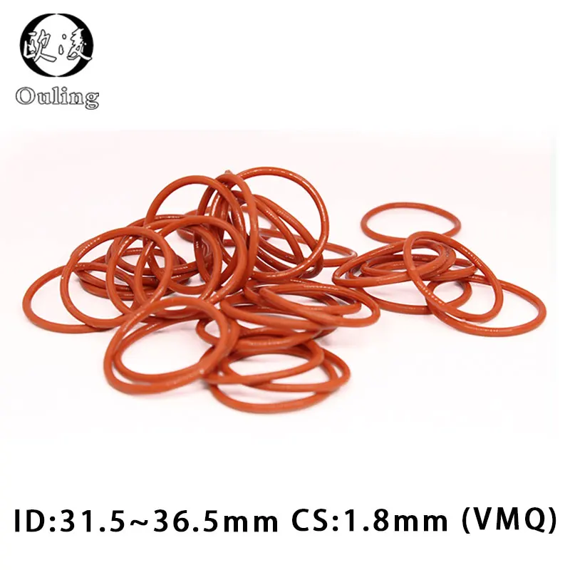 

5PCS/lot Silicon Rings Silicone/VMQ O ring 1.8mm Thickness ID31.5/32.5/33.5/34.5/35.5/36.5mm Rubber O-Ring Seal Gasket Washer