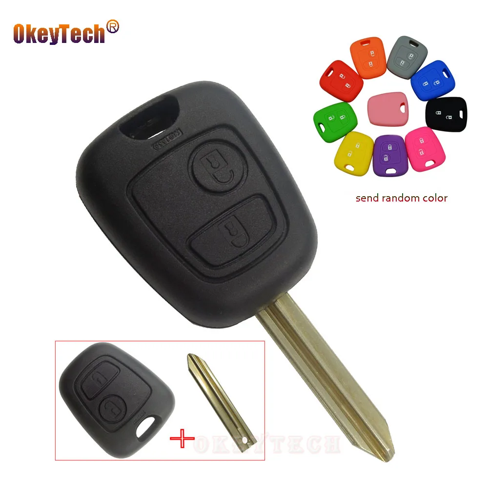 

OkeyTech Remote Car Key Blade Fob Replacement Shell Cover For Citroen Berlingo Picasso Xsara Aygo for Peugeot Silicone Key Case