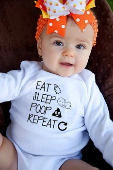 

Newborn Romper Long Sleeve Toddler Baby Boy Girl Eat Sleep Poop Repeat Infant Funny Letter Romper Jumpsuit Clothes Outfit