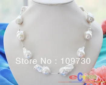 

Jewelry white baroque KESHI REBORN PEARL SILVER NECKLACE