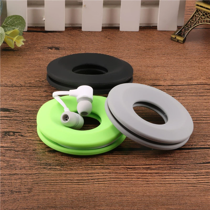 Cute Donut silicone Cable protector Winder Headphones Earphone Holder