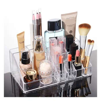 

1 Pcs Crystal Polystyrene Cosmetic box Organizer Makeup Jewelry Storage Lipstick make-up brush Holder Display Box