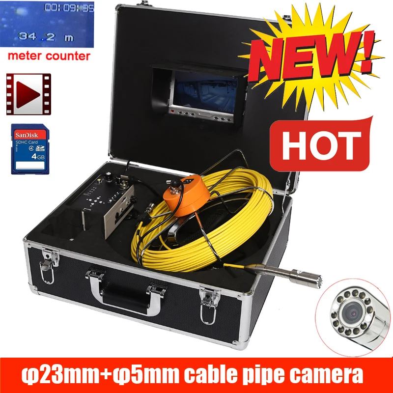  50m DVR waterproof Pipe Wall Sewer Inspection Camera SystemIndustrial Pipe Car Video Inspection End