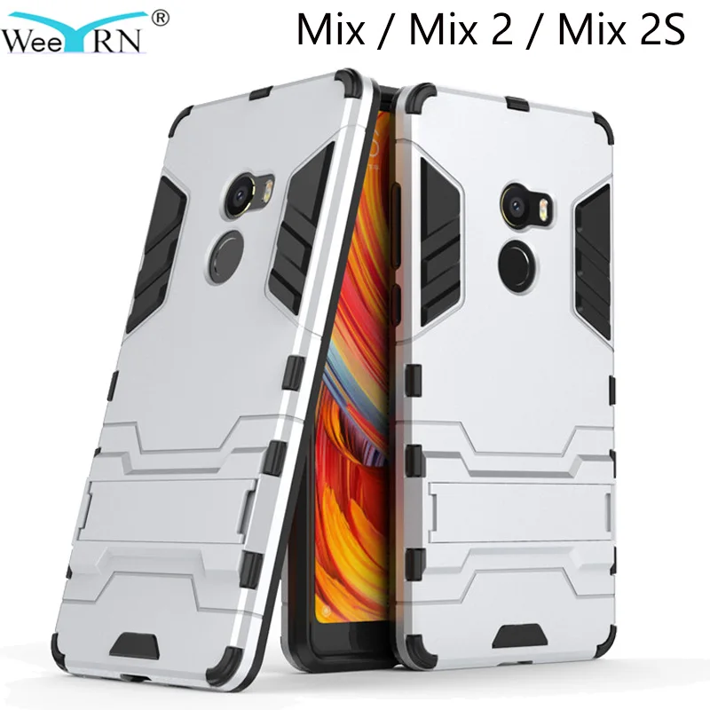 

Case360 Armor Protective Plastic+Silicone Cover for Xiaomi Mi Mix Mix 2 Mix 2S Stand Case Ultra Slim Anti-Shock Hybrid Cover