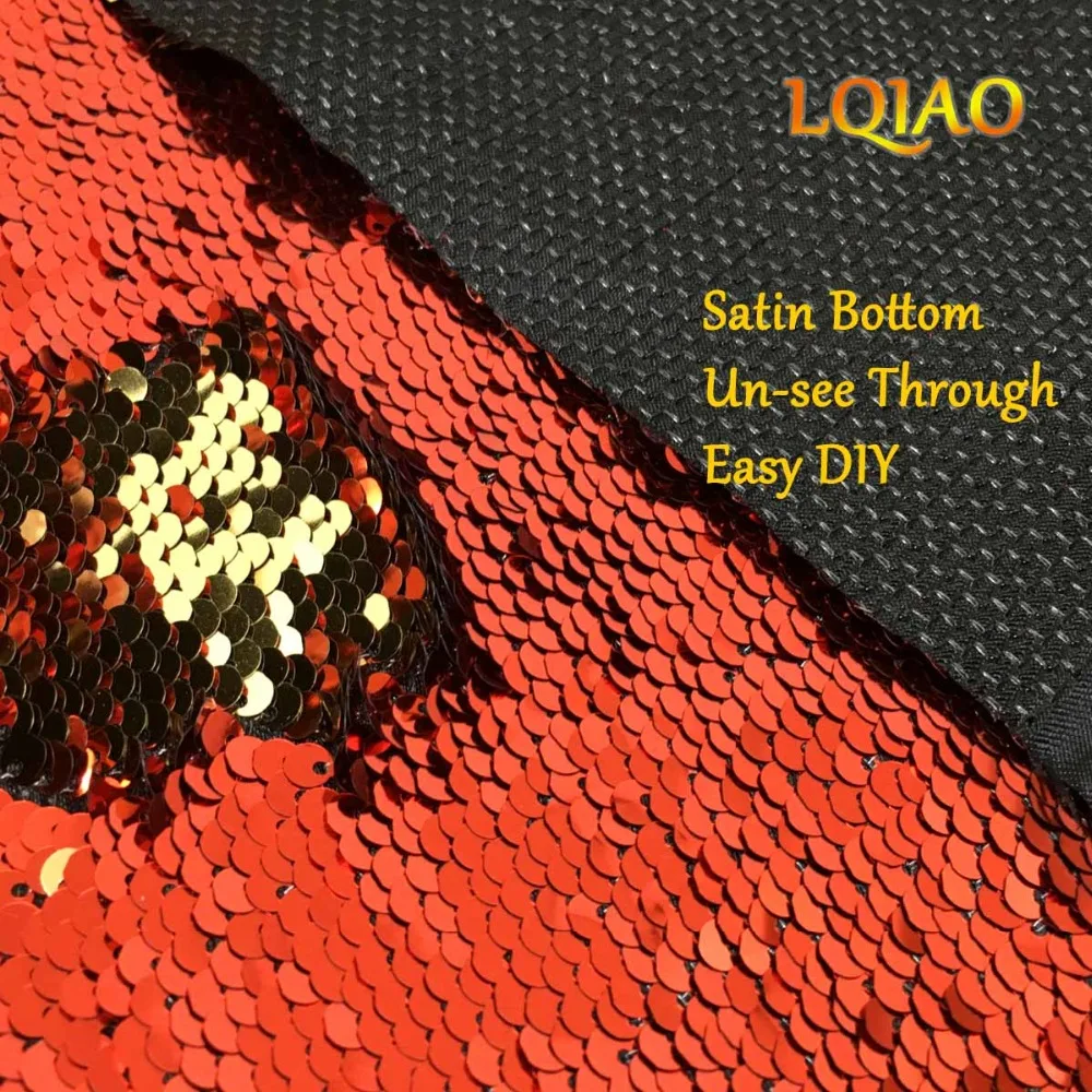 Red Gold Sequin Fabric-04