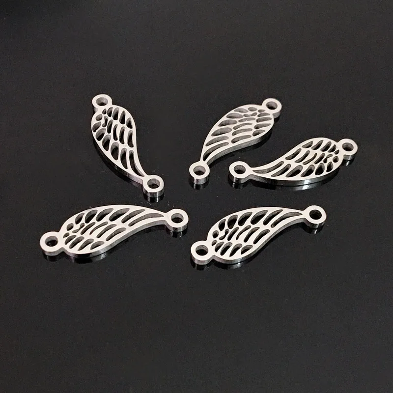 

5pcs Feather Stainless Steel Charm For DIY Bracelet Necklace Jewelry Making
