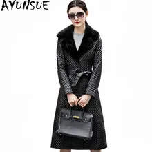 AYUNSUE Женская норковая шуба с воротником из овчины женская куртка из натуральной кожи теплые зимние женские куртки Jaqueta Couro WXF267