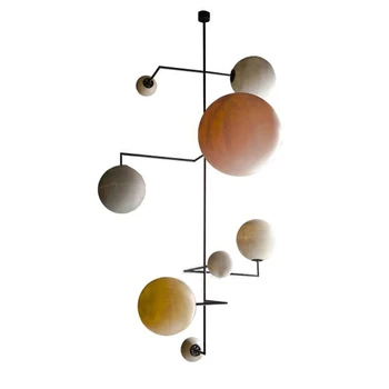 

2019 New Style Nordic Post modern Colorful Resin round ball Pendant lights Creative Foyer Bedroom Light luxury LED Droplight