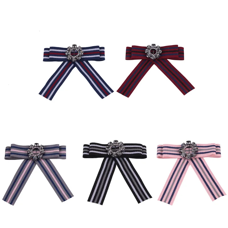 

Korea Handmade England Academy Striped Rhinestone Shirt Pins Neck Bow Tie Apparel Accessories Fashion Jewelry-CDNLB023E