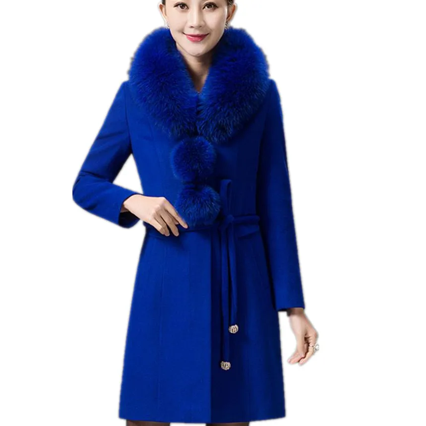 Middle-aged Women New Winter Jackets Autumn Medium long Fur collar Woolen Coat Fashion Elegant Woolen Coat Women Plus size 5xl Middle-aged Women New Winter Jackets Autumn Medium long Fur collar Woolen Coat Fashion Elegant Woolen Coat Women Plus size 5xl