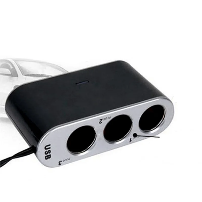 USB 3 Way автомобильный прикуриватель разветвитель гнездо зарядное устройство адаптер DC 12 V светодиодный выключатель света VS998
