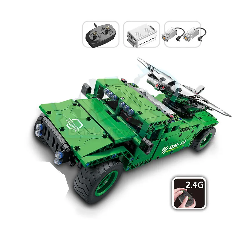 

506pcs Technic Military Remote Control RC Jeep UAV Unmanned Aerial Vehicle USB Building Blocks Compatible Legoing