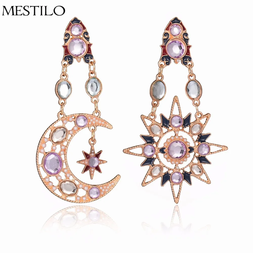 MESTILO винтажные золотые асимметричные звезды Солнце Луна горный хрусталь Кристал
