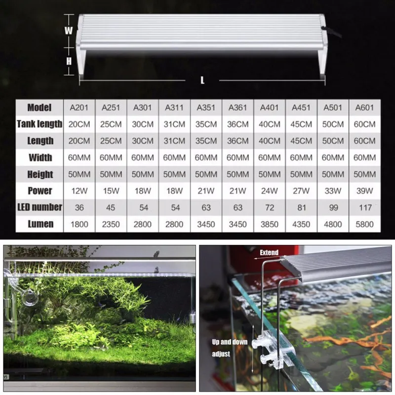 A-Series Aquarium 5730 LED Lamp 12-39W LED Fish Tank Light 100~240v Brief Aquarium Aquatic Water Plant Grow Light15