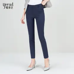 YERAD для женщин Весна формальные офисные брюки для девочек Цвет: черный, синий Бизнес костюм мотобрюки плюс размеры дамы ПР