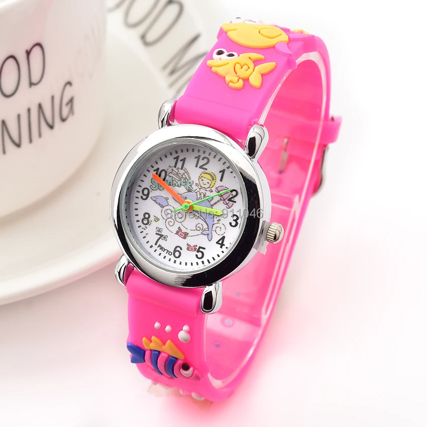 Hot Sell 3D Cartoon Little Fish Band Kids Watch Girls Boys Students