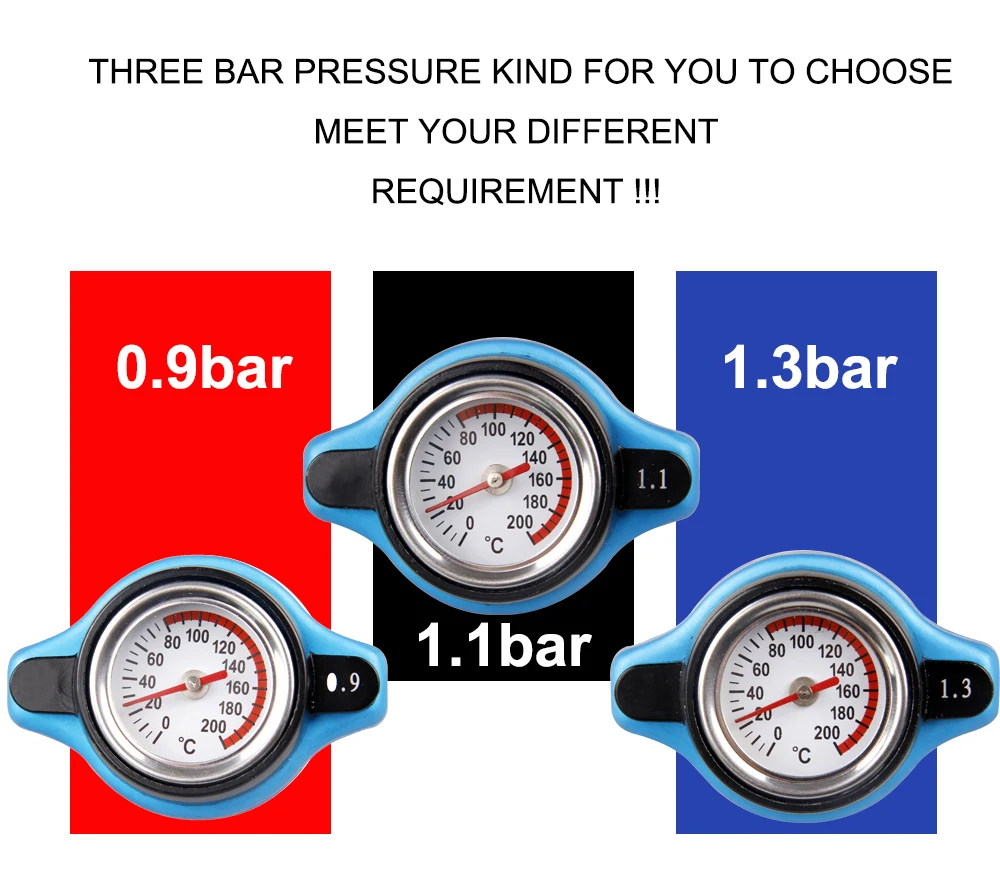 0.9Bar/1.1Bar/1.3Bar гоночный датчик температуры Автомобильный термометр крышка радиатора крышка температура воды метр