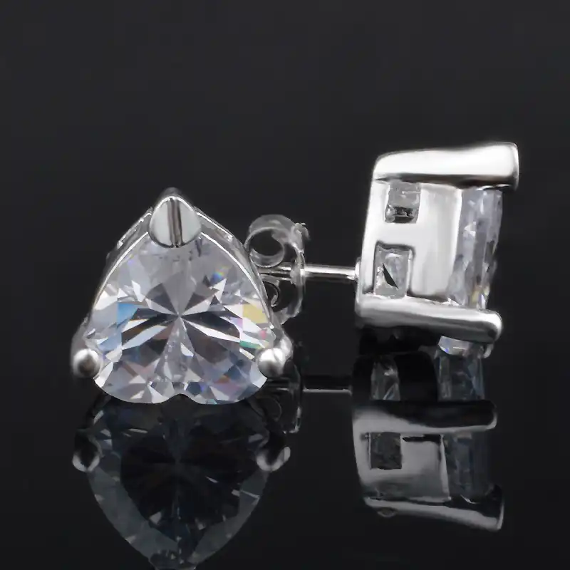 Бесплатная доставка, ювелирные изделия, Настоящее серебро 925 пробы, в форме сердца, циркониевые серьги, Классические серебряные серьги с цирконием