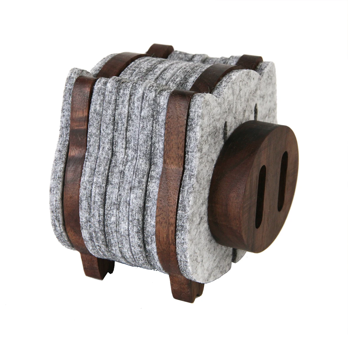 Beste Zwarte Walnoot Vilt Onderzetters Diy Mooie Varken Vorm 8 Pcs Vilt Placemat Voor Thee Koffie Cup Isolatie Pads Thuis bureau Decor Grey Kleur