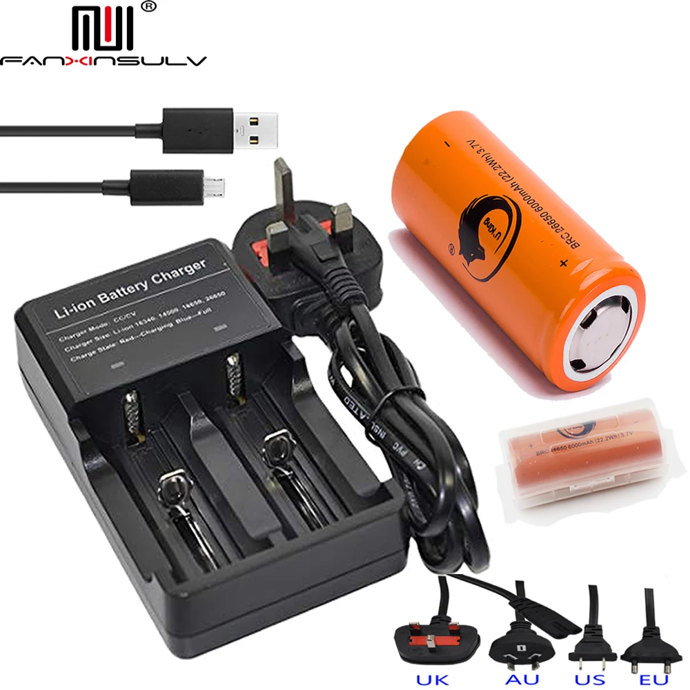 

1 pcs 26650 battery Lithium Rechargeable Batteries + 26650 USB Multi Charger 18650 16340 14500 CR123A Flashlight battery Charger