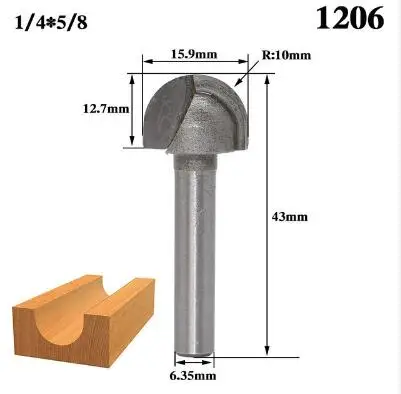 1 шт. 6,35 мм 12,7 мм 1/" 1/4" для конических фрез со сферическим концом; двойное обрамление; быстроходный деревообрабатывающий фрезерный станок бит фрезы для дерева бит коробки бухточки - Длина режущей кромки: NO 6