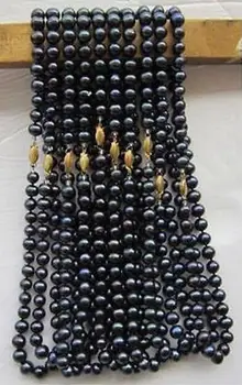 

FREE SHIPPING>>> 2color can choose wholesale 10pc 8-9MM Natural Black& White Akoya Cultured Pearl Necklace 18"