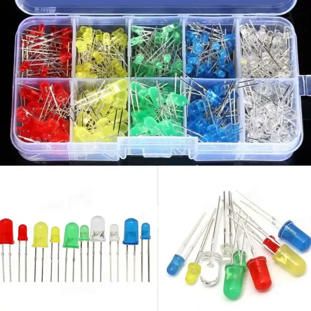 300Pcs 3MM 5MM LED Light emitting Diode Beads Resistance Lights Kits