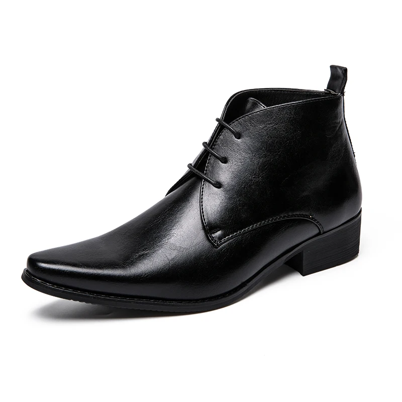 Г. Модные Мужские модельные туфли с острым носком высокие деловые мужские туфли нескользящая элегантная обувь мужские коричневые, черные туфли для мужчин - Цвет: Черный