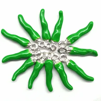 

Top Quality New 12Pcs 20x4mm Green Tibetan Silver&Drops Of Oil Hot pepper Pendant Bead Jewelry Accessoriessories C20190324022