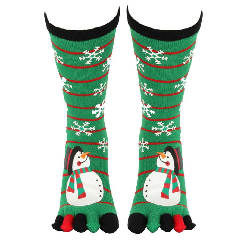 Xmas Gift 3D Printed Five Fingers Socks Christmas Toe Socks Women Men