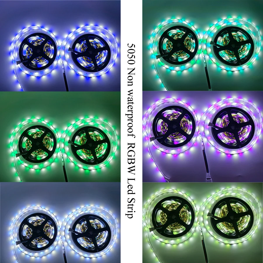 Светодиодная лента 5050 5 м 10 м RGBW RGBWW светодиодный светильник Светодиодная лента с ИК-контроллером+ DC 12 В адаптер питания для Рождества
