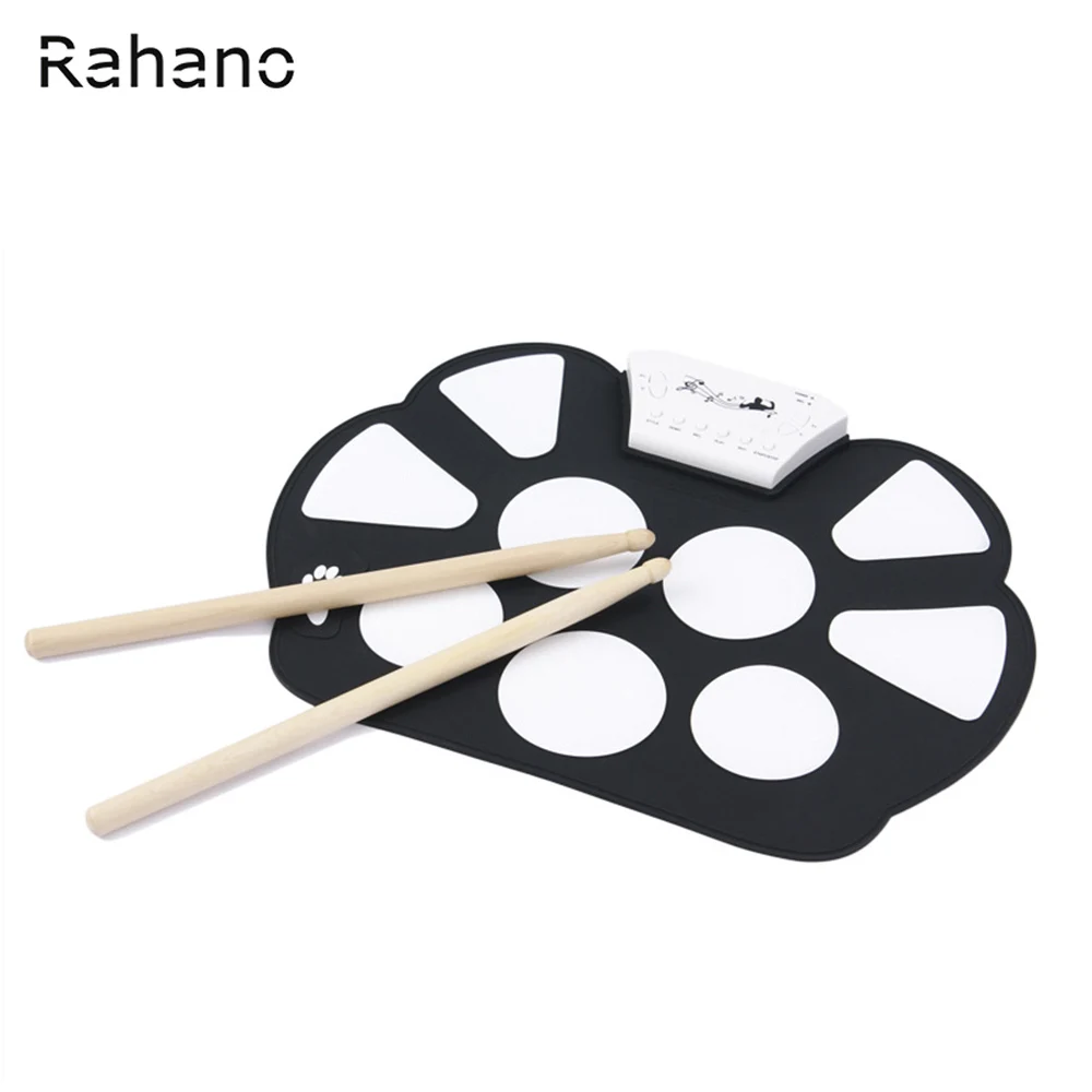 

Rahano Digital Silicone 9 Pad Electronic Roll Up Drum Kit USB Port With Stick Percussion Musical Instrument
