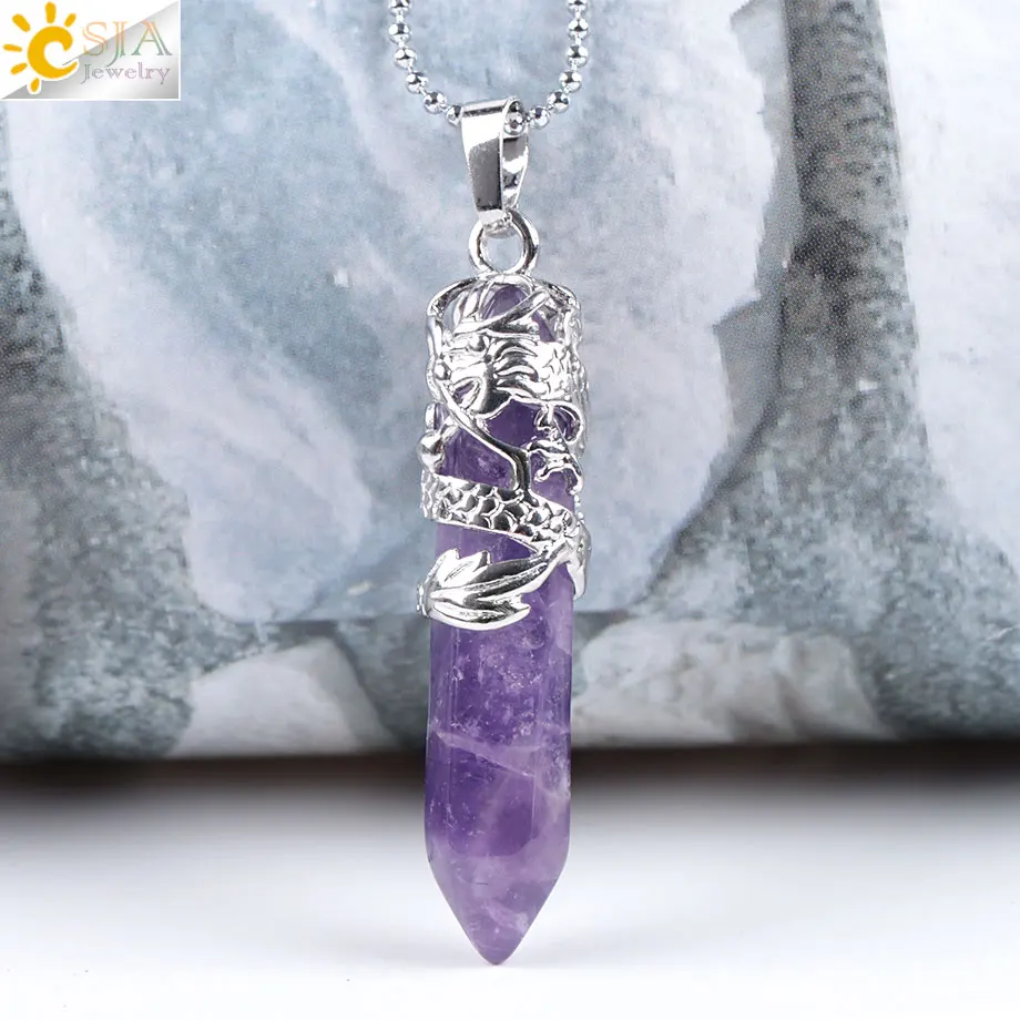 Dragon Necklace Quartz Necklaces Natural Crystal Stone Hexagonal Prism - Image 3