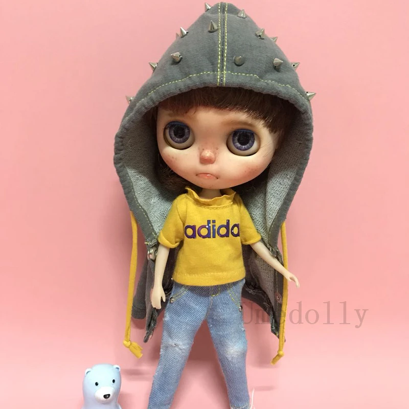 1 шт. крутое пальто с заклепками для Blyth, Licca, Azone, Ob24, Pullip, Holala, средний Blythes одежда наряды Аксессуары