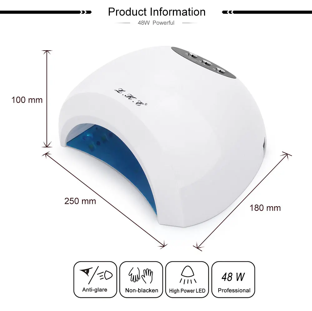 LKE профессиональная 48 Вт/72 Вт Светодиодная лампа для сушки ногтей для ногтей Гель-лак для отверждения ногтей лампа для сушки маникюра автоматический датчик US EU