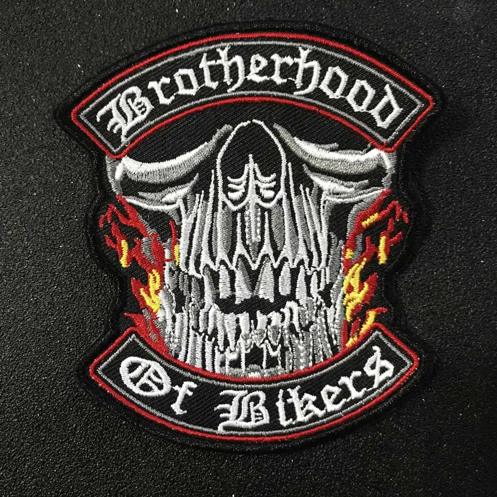 Brother Hoods of Bikers нашивка с черепом Байкерская на заказ вышитая для ткани|iron on|patch