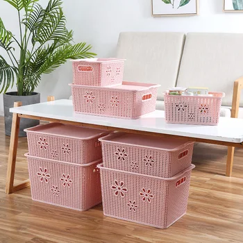 

Plastic Rattan Storage Basket Bathroom Kitchen Storage Basket Box Toy Basket Cosmetic Jewelry Sundries Stationery Storage Box
