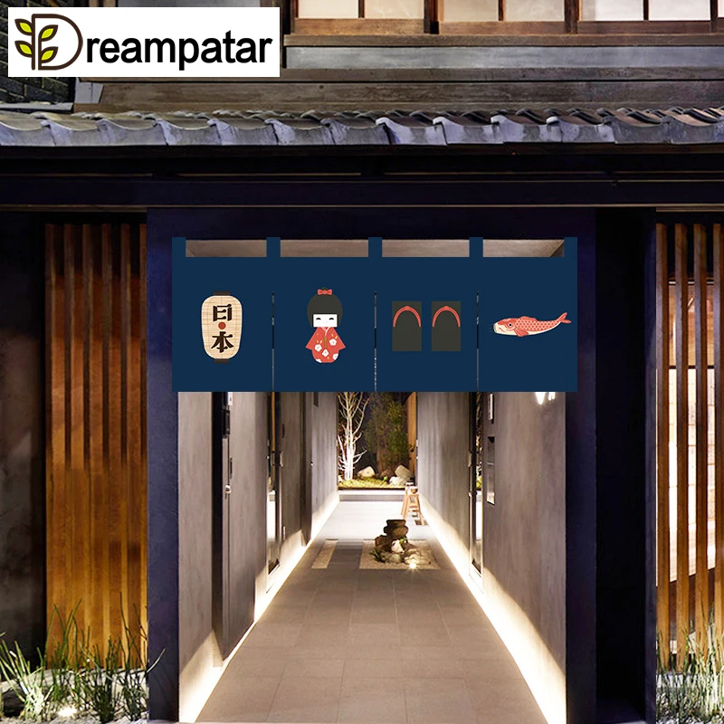 

Japanese Style Multi-open Curtain Fabric izakaya Restaurant Kitchen Cotton and Linen Door Decoration Custom Half Curtain ML7-A