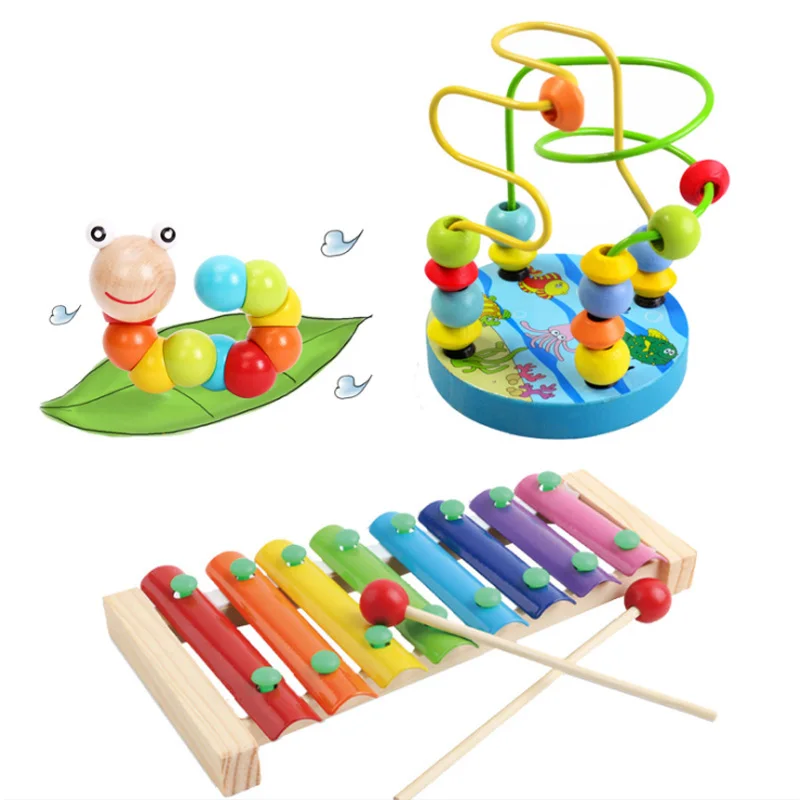 6 Тип комплект включает 3 шт. деревянная игрушка рано Math детства обучающие игрушки Для детей красочные деревянные бусы Развивающие игрушки