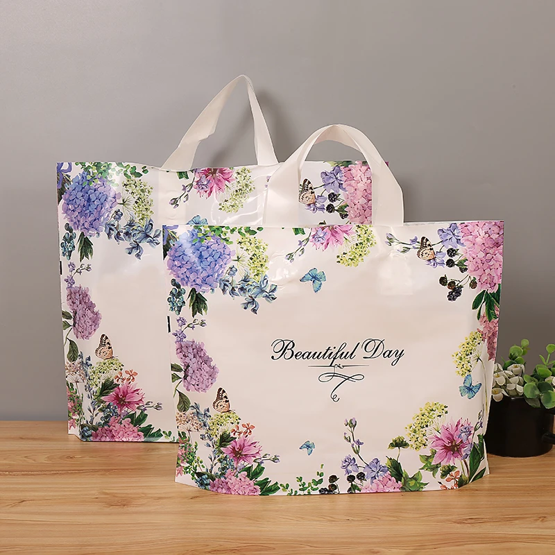 50pcs plastic bag clothing store bag high grade plastic gift bag women