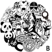 60pcs lot mixed Hot sale Black and white toy styling laptop stickers for motorcycle skateboard doodle