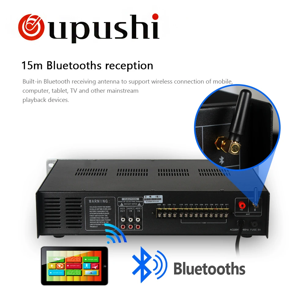 OUPUSHI H 120U 5 зонный усилитель pa oupushi usb fm радио 120 Вт bluetooth цифровой усилитель|digital