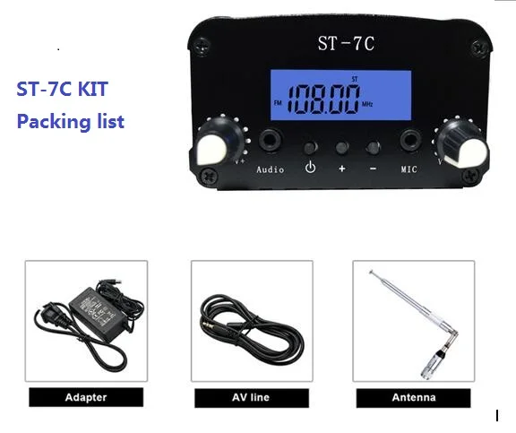

7W/1W FM stereo PLL transmitter +Small Antenna + Power supply Free shipping