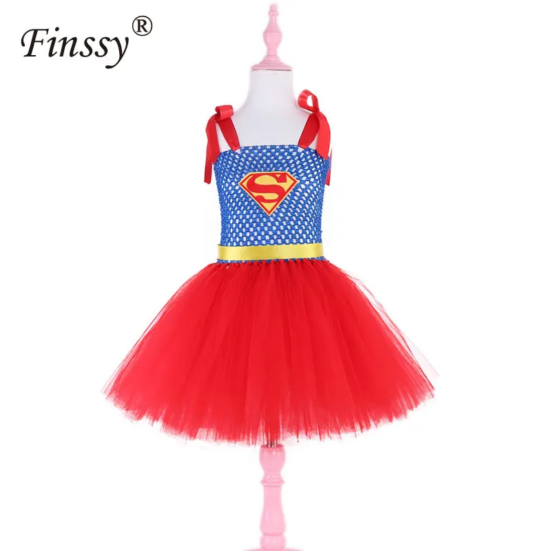 Супермен Чудо-Женщина костюм для девочек Супермен ведьма клоун косплей платье карнавальный костюм Хэллоуина для девочек Детские Вечерние