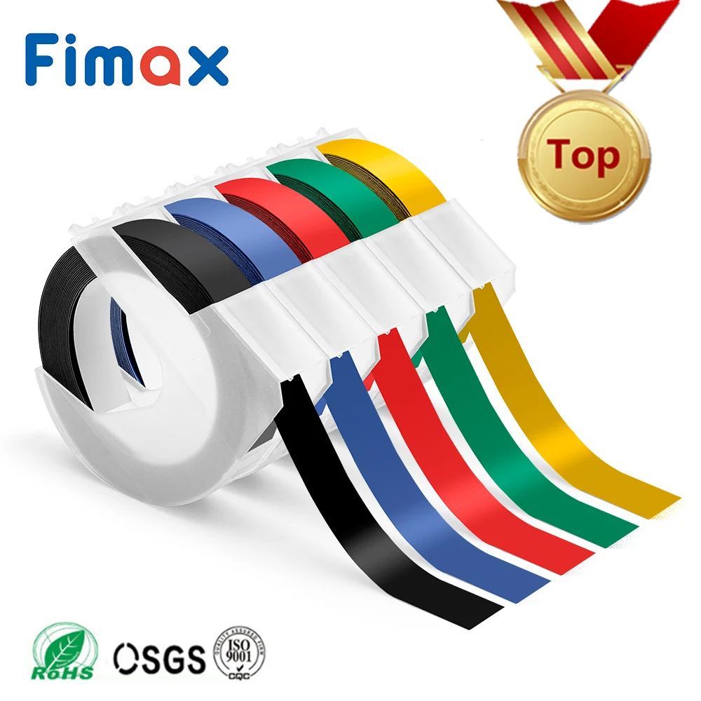 Fimax 5pcs Mixed Color 9mm *3m Dymo 3D Plastic Embossing Tapes for Label Makers DYMO 1011 1610 1595 15447 12965 45013 |